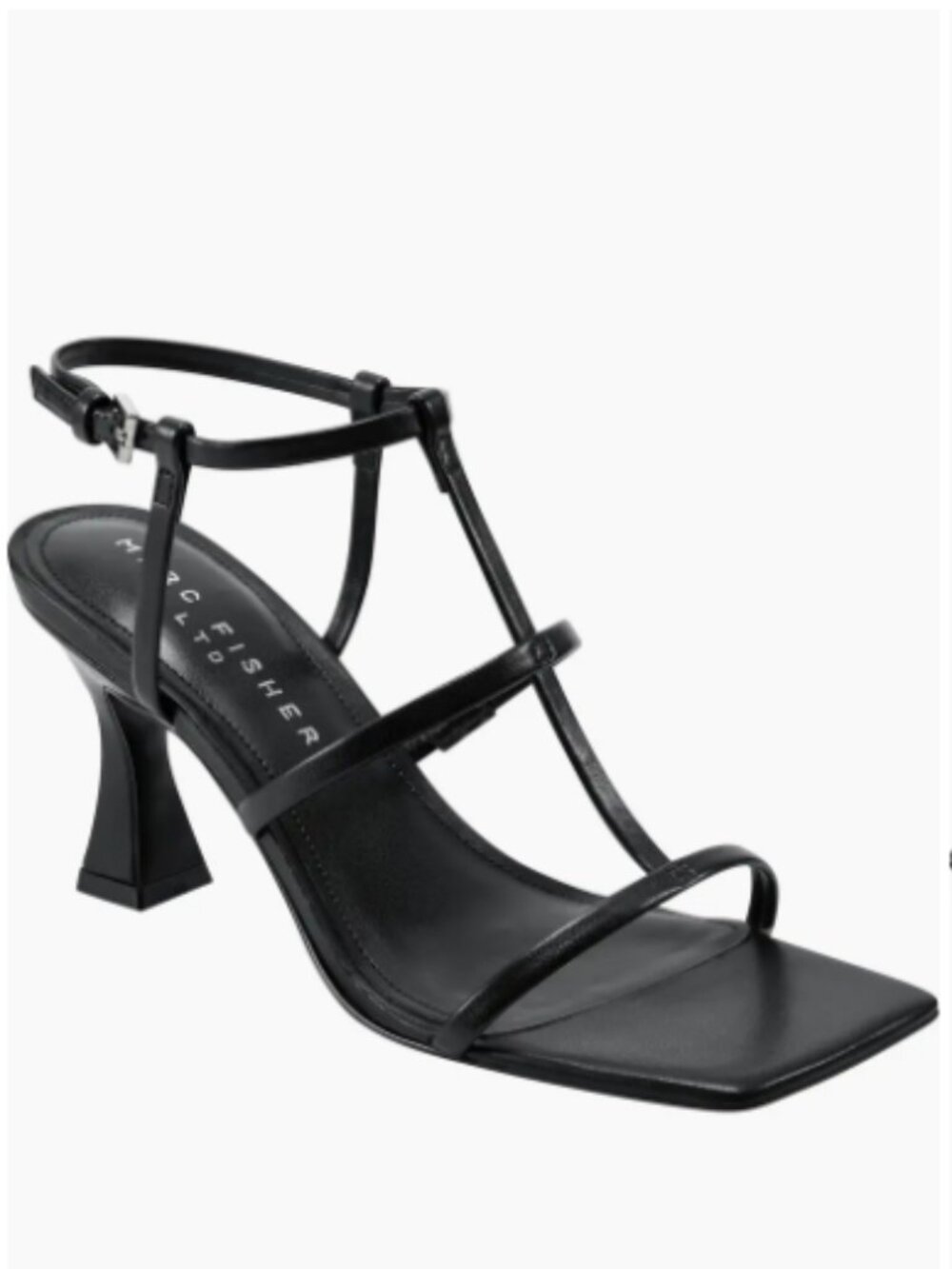 Marc Fisher LTD Dennie Strappy Sandal Black Leather Square Toe NWB Size 7.5